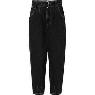 IIIVIVINIKO春夏新品简约百搭复古黑牛仔九分裤子女M311805202A