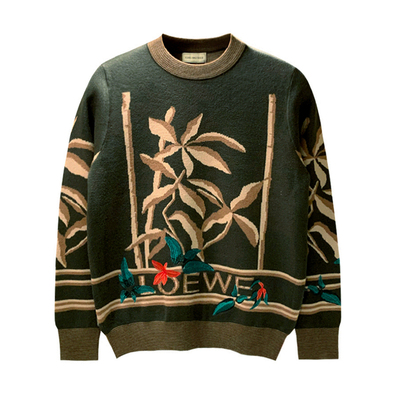 套头针织圆领刺绣提花毛衣民族风