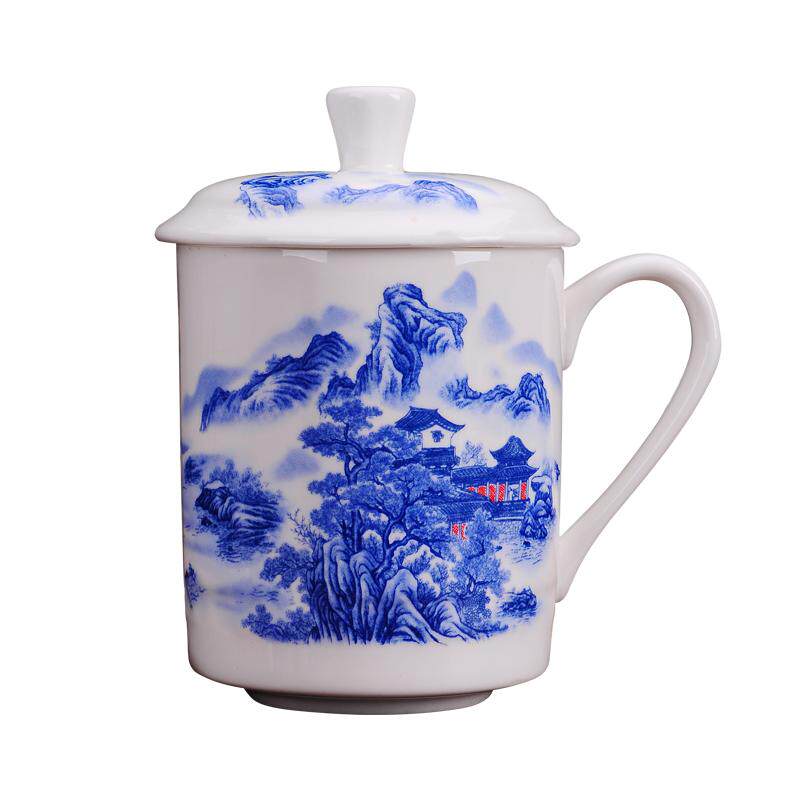 景德镇大号骨瓷茶杯带盖520ml个人办公泡茶杯子定制LOGO礼品杯