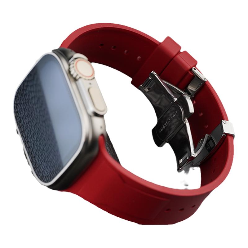 适用苹果 iwatch ultra2/3手表带11氟橡胶腕表带applewatch S8/9运动智能S7创意S6高级se小众男款女款S5/4/3