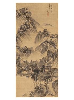 王时敏山楼客话图玄关装饰挂画