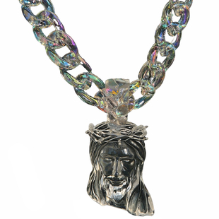 Acrylic Cuban Chain 透明水晶荆棘人像吊坠彩色链条树脂古巴项链