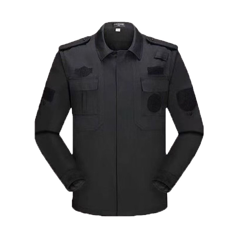 侧口袋保安服套装男秋冬加厚黑色长袖春秋执勤工作服冬装工装制服