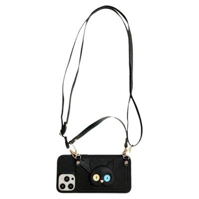 立体猫咪零钱包斜跨挂绳手机壳