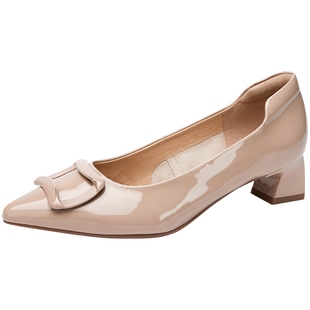 商场同款陈数同款百田森白色高跟鞋粗跟法式单鞋女2025新款配裙子