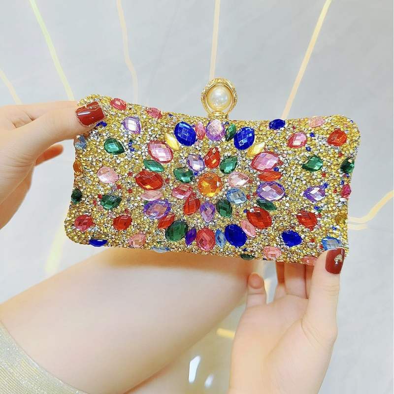 新品 新款外贸质感水钻包包晚礼服宴会手拿包镶钻手提晚宴包旗袍