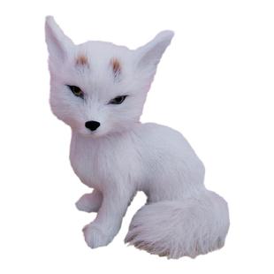 仿真黄色白色蹲姿大头狐狸真皮静态红色玩具模型动物摆件公仔玩偶