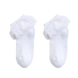女童拉丁舞专用袜春夏薄款考级蕾丝公主袜儿童棉袜表演白色花边袜