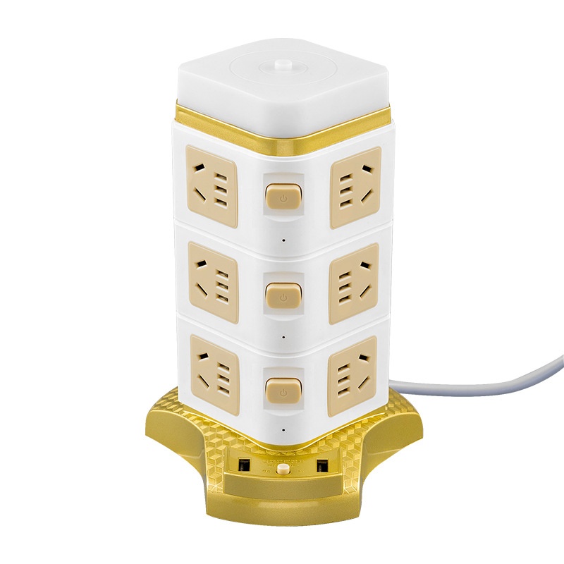 立式插座新款塔型排转换器插带灯长线位多孔插家用排USB多功能