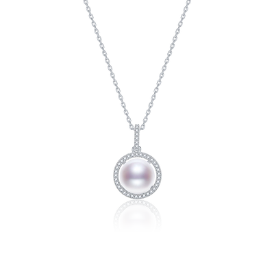 京润银镶闪锆优雅高级吊坠扁圆