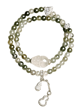 【已祝福】白水晶貔貅绿发晶手链