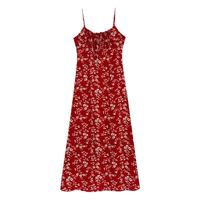 陆小团团纯欲碎花吊带裙女2024春季新款茶歇法式设计感气质连衣裙