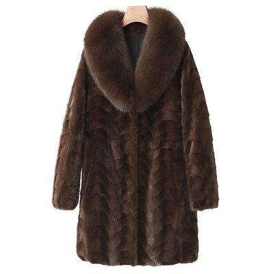 大码妈妈进口天鹅绒水貂毛大衣女