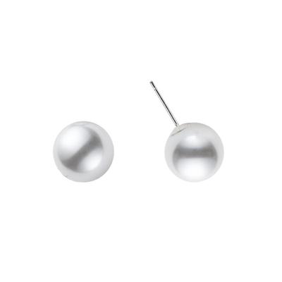 S925纯银耳针施家澳白珍珠耳钉