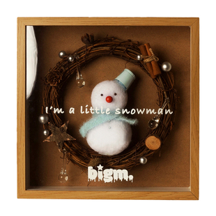 bigm圣诞节新年雪人情人小熊软糖相框女朋友交换礼物情侣家居摆件