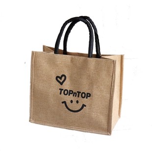 ins新款女士环保帆布包包手提袋大容量便当包便携亚麻通勤购物袋