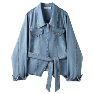 独特超好看复古小众收腰显瘦别致上衣女春季新款百搭休闲牛仔衬衫