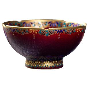 景德镇高端陶瓷杯聚财主人杯珐琅彩茶杯女士杯子个人杯描金高足杯