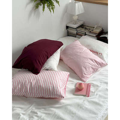 粉色少女单品搭配纯棉全棉枕套一对装内胆套单个48x74cm枕头套