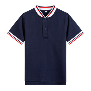 星森图白色短袖t恤立领polo校服