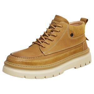 Tata他她复古休闲大黄靴男靴工装靴真皮加绒厚底马丁靴男鞋秋冬季