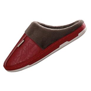 包跟居家棉拖鞋男秋冬季情侣家用室内木地板防水保暖厚底皮拖鞋女