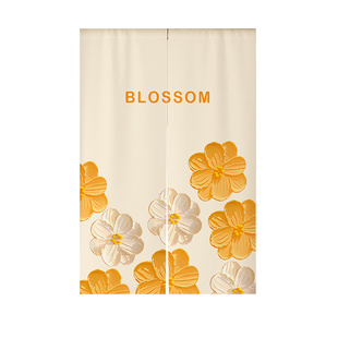 小清新花朵门帘隔断帘免打孔家用遮挡半帘卧室卫生间厨房隐私帘子