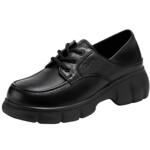 日泰厚底乐福鞋女春季牛皮英伦单鞋真皮软底系带不累脚小皮鞋女鞋