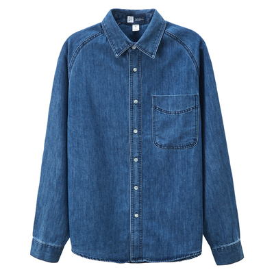 九六致复古牛仔长袖衬衫男百搭