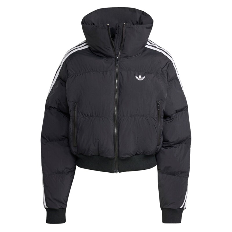 adidas阿迪达斯三叶草女子三条纹运动休闲保暖立领棉服外套JX2970