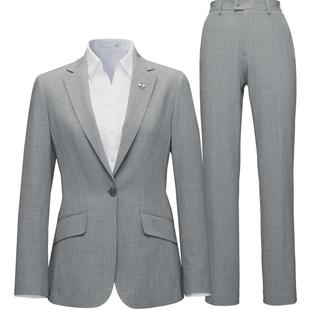 HLA/海澜之家平驳领西服套装25秋新胸针点缀通勤风干练套西女装