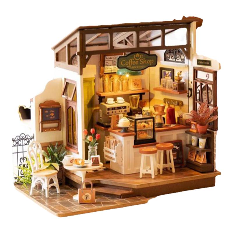 rolife若来咖啡店diy小屋手工小房子木质拼装模型积木生日礼物女