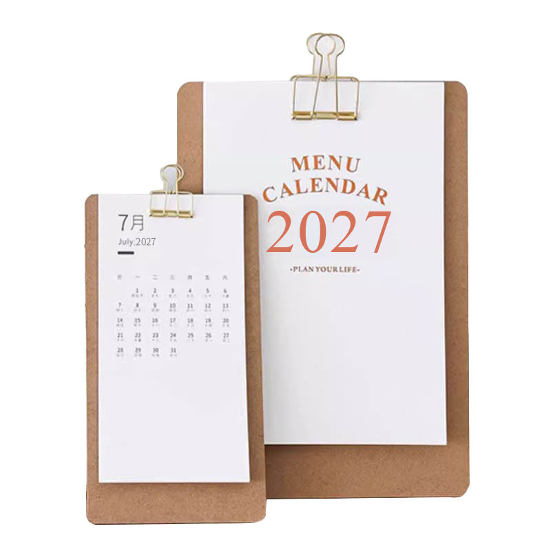 ins风办公2027年菜单式木质新日历简约创意定 制DIY桌面日程计划手撕台历可爱小清新小挂历日程计划表2026年