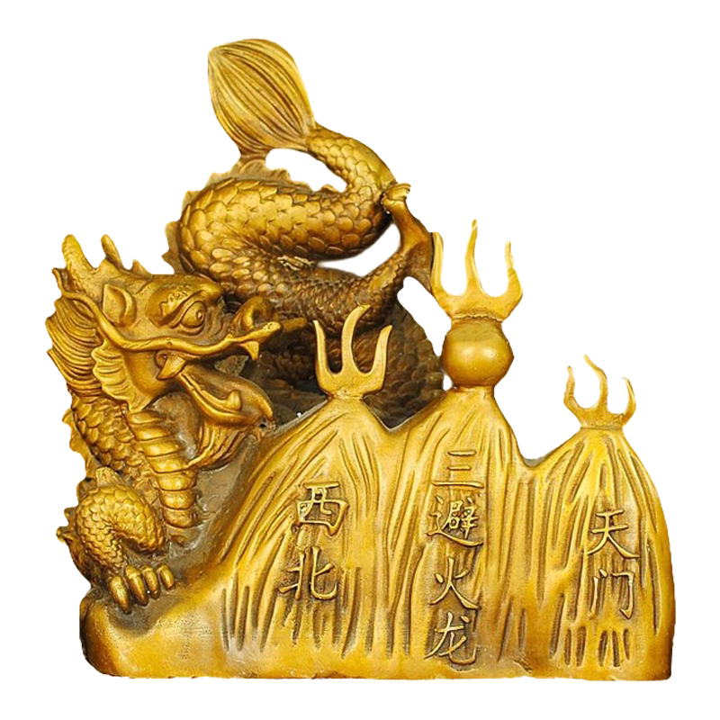 黄铜避火龙厨房乾位乾卦西北角火烧天门家居工艺品龙摆件招财镇宅