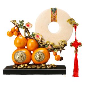 新中式葫芦玉摆盘装饰品柿子摆件