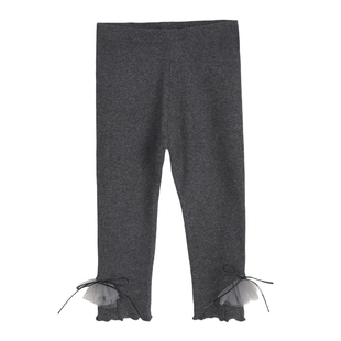 女童打底裤秋冬外穿蕾丝蝴蝶结宝宝裤子纯棉螺纹弹力大儿童打底裤