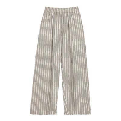 长裤直筒裤睡衣风撞色条纹休闲裤