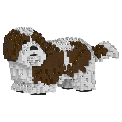 JEKCA西施犬摆件模型积木礼品