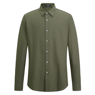 【含绵羊毛】LONDA 伦德马男士商务休闲衬衫舒适磨毛纯色长袖衬衣