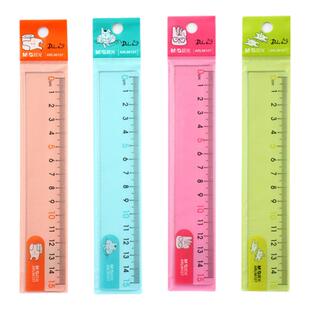 晨光耷拉兔尺子15cm20cm学生用直尺带波浪线可爱卡通透明塑料直尺