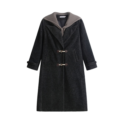 UNIFREEPLUS大码连帽毛呢大衣