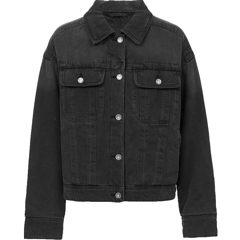 ONLY翻盖双口袋牛仔棉服外套