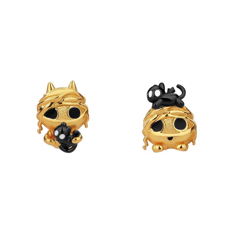 YGPM木乃伊耳环耳钉925银针原创小众设计感甜酷个性小巧精致耳饰