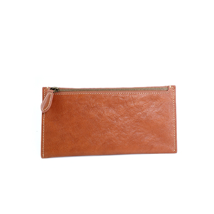 鹿小姐头植鞣牛皮简约拉链大容量零钱包真皮手机收纳包长款钱包