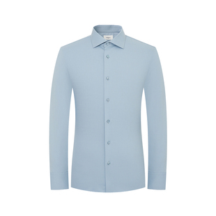 JODOLL乔顿男装长袖衬衫26年春商务修身弹力百搭职业正装蓝色衬衣