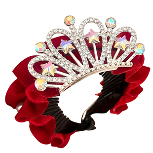 儿童新年皇冠头饰发夹女童丸子头马尾扣红色喜庆女孩过年发卡发饰