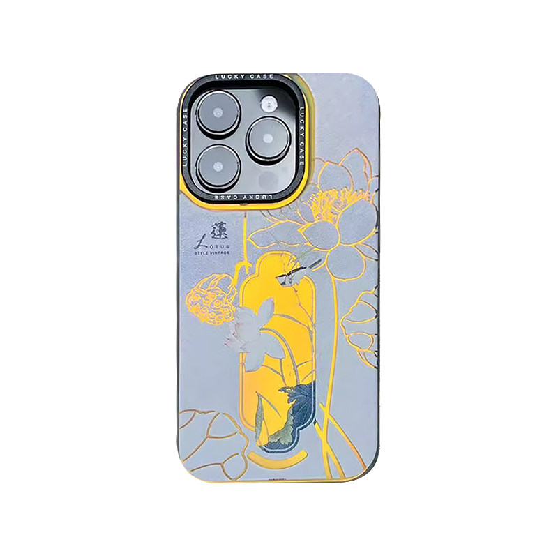 曲院风荷丨言西原创丨imd镭射手机壳国风新中式小众高级艺术感iphone15promax苹果14/13/1211手机套