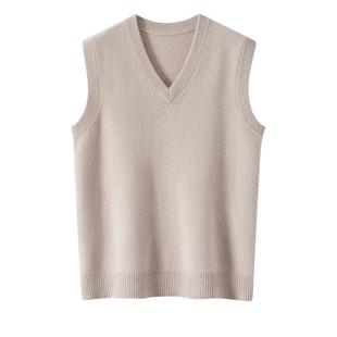 2025新款男100%纯山羊绒马甲背心秋冬针织打底衫加厚无袖V领毛衣