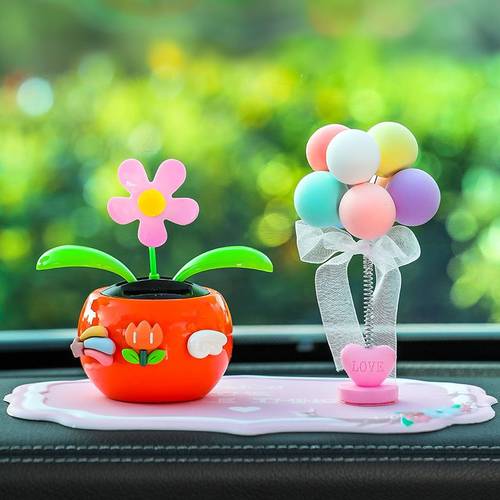 新品 夏季太阳能摇头太阳花车载饰品摇摆花朵汽车摆件女司机中控