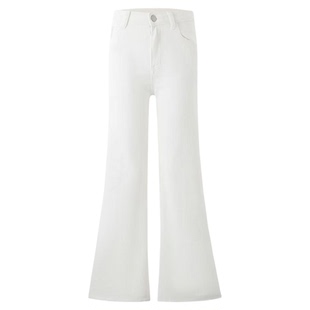 白色小个子不贴腿微喇叭牛仔裤女2026春季新款低腰显瘦垂感直筒裤